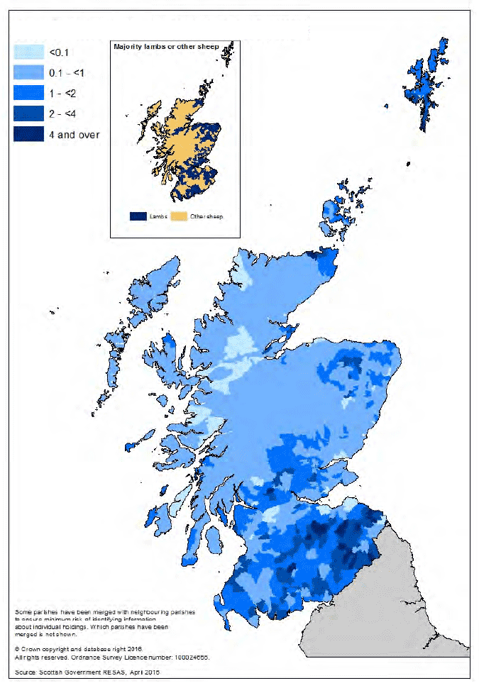 Map 11 Sheep per hectare in parish Map 11 Sheep per hectare in parish