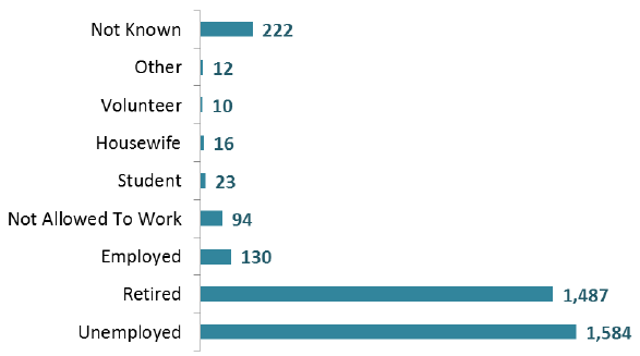 Patients by employment status, 2016 (Adults aged 18+) Patients by employment status, 2016 (Adults aged 18+)