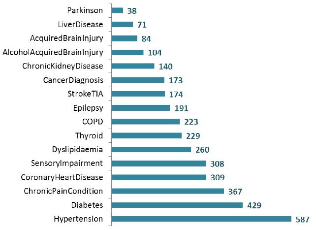 Patients by most common physical health conditions (Adults aged 18+) Patients by most common physical health conditions (Adults aged 18+)