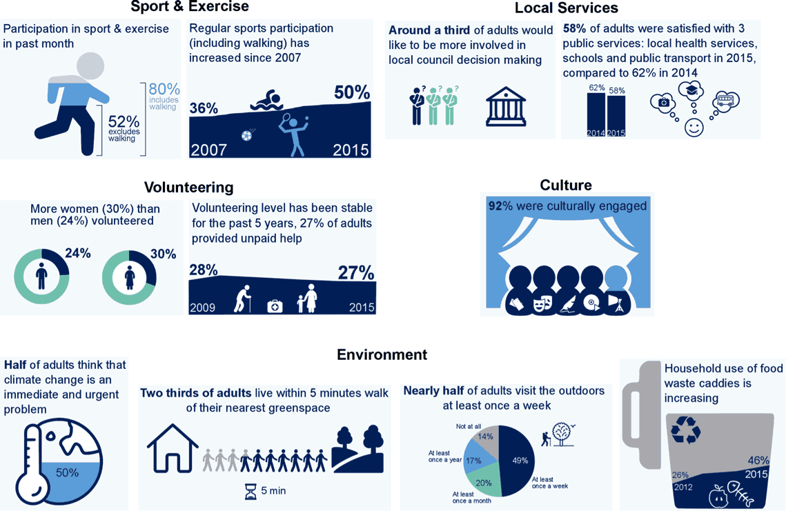 Sport & Exercise, Local Services, Volunteering, Culture, Environment