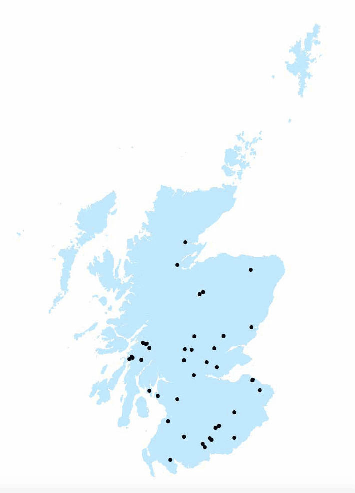 The distribution of active Rainbow Trout sites in 2015