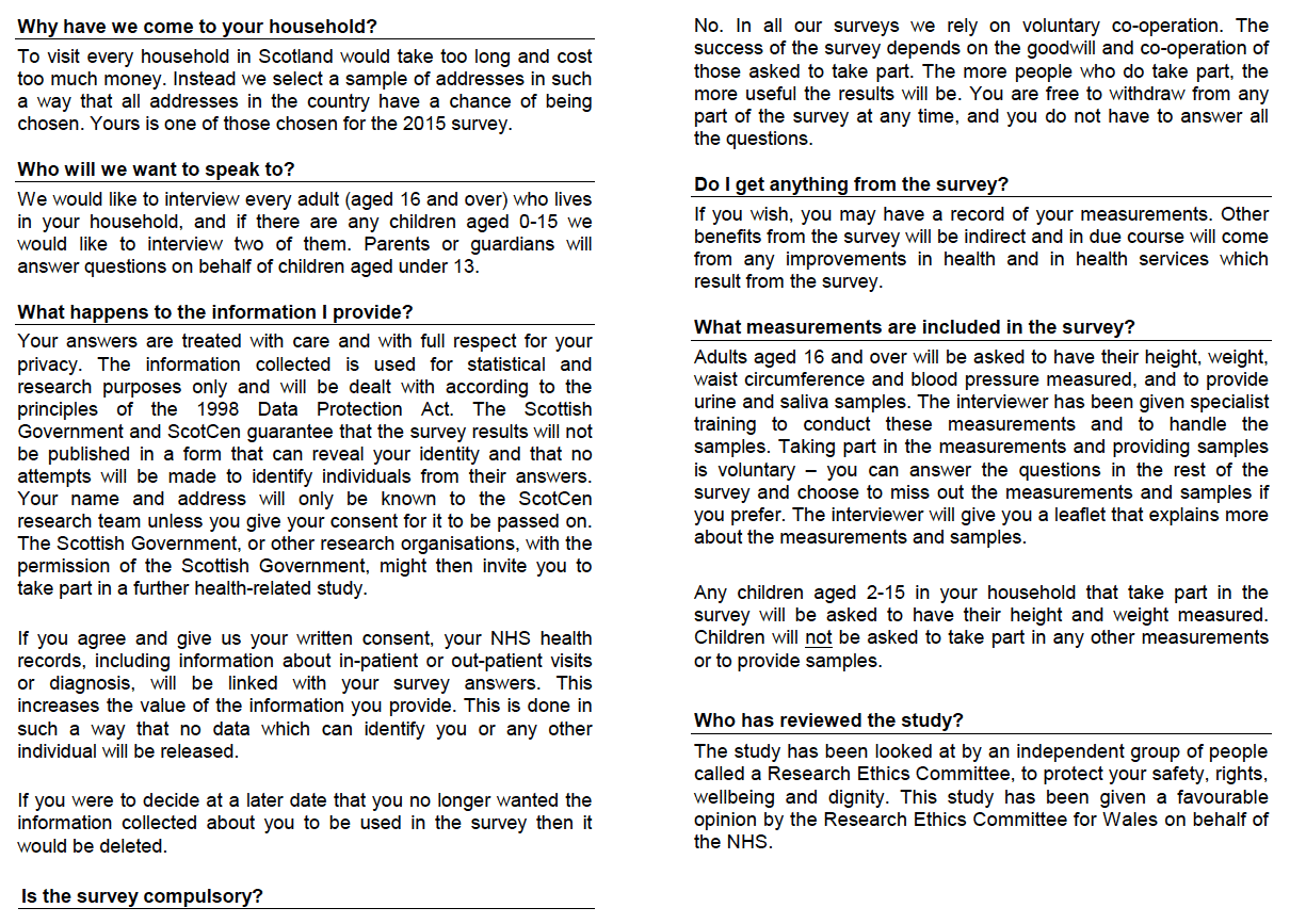 Information Leaflet for Adults (Version B sample - eligible for biological module) Information Leaflet for Adults (Version B sample - eligible for biological module)