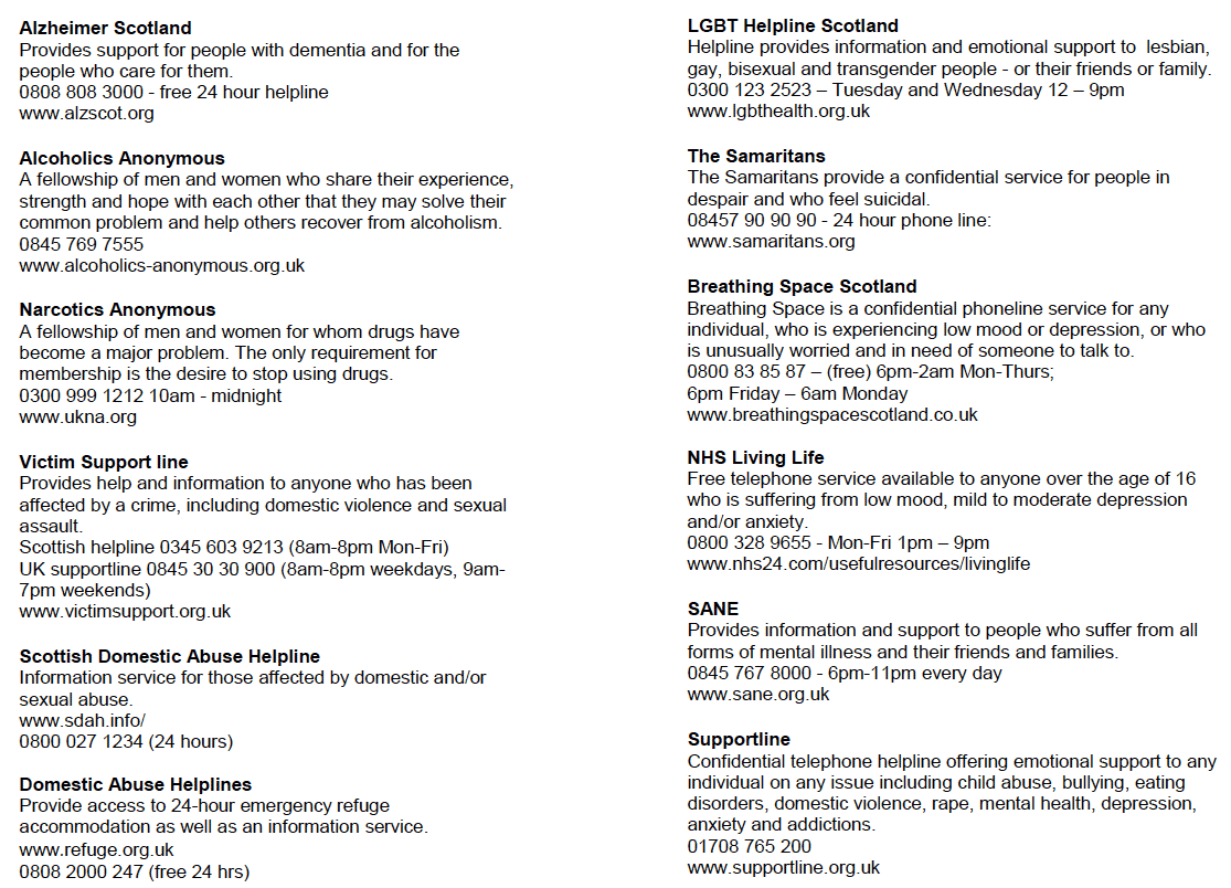 Useful Contact Leaflet