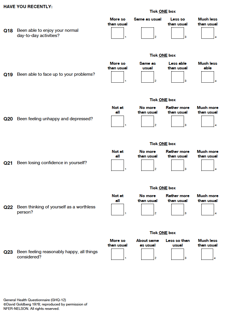 Self-completion booklet for adults Self-completion booklet for adults