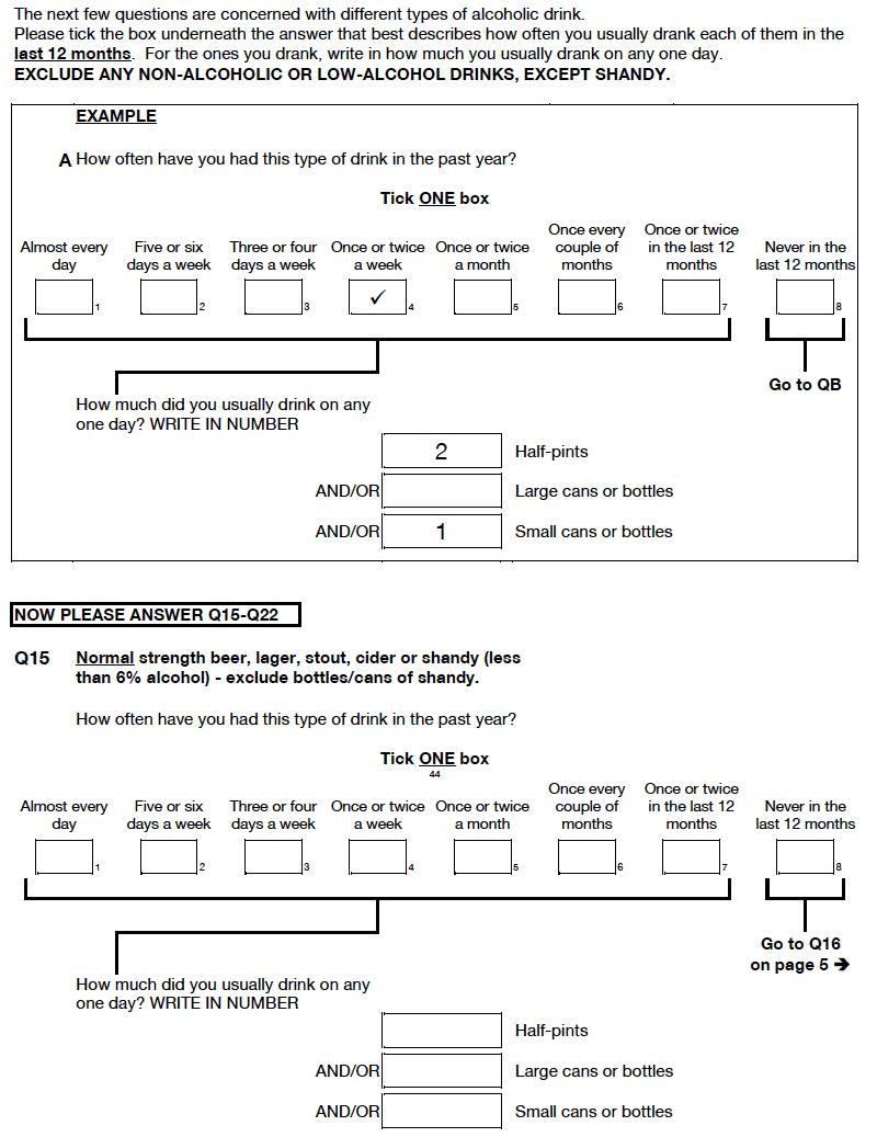 Self-completion booklet for young adults