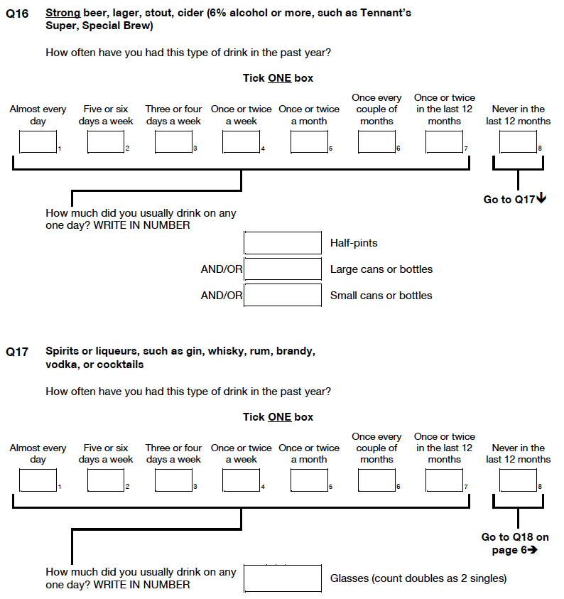 Self-completion booklet for young adults