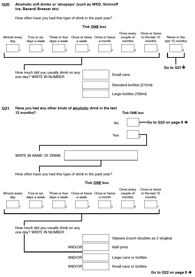 Self-completion booklet for young adults