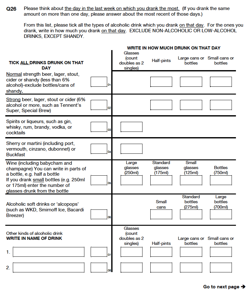 Self-completion booklet for young adults
