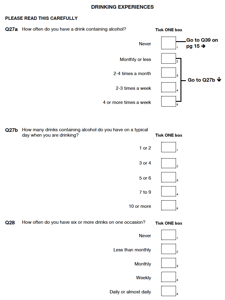 Self-completion booklet for young adults