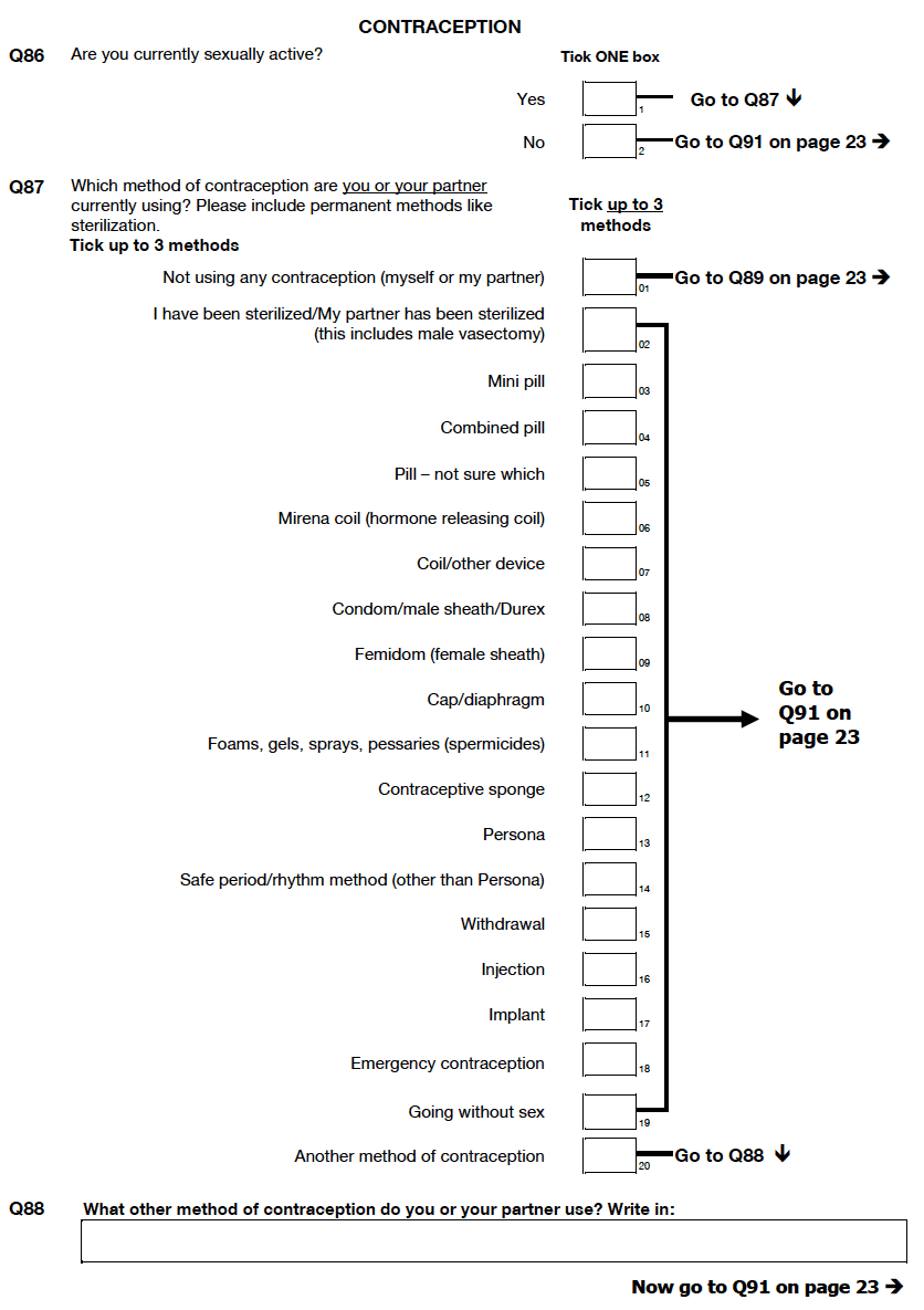 Self-completion booklet for young adults