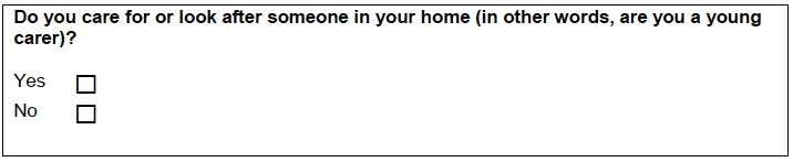 Figure A.7: Version one of question on caring responsibilities Figure A.7: Version one of question on caring responsibilities