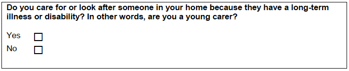 Figure A.8: Version two of question on caring responsibilities Figure A.8: Version two of question on caring responsibilities