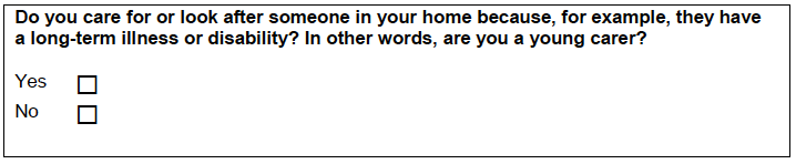 Figure A.9: Version three of question on caring responsibilities Figure A.9: Version three of question on caring responsibilities
