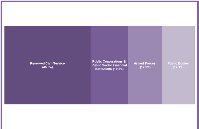 Chart 5: Breakdown of Reserved Public Sector Employment by Sector, Headcount, Q1 2017 Chart 5: Breakdown of Reserved Public Sector Employment by Sector, Headcount, Q1 2017