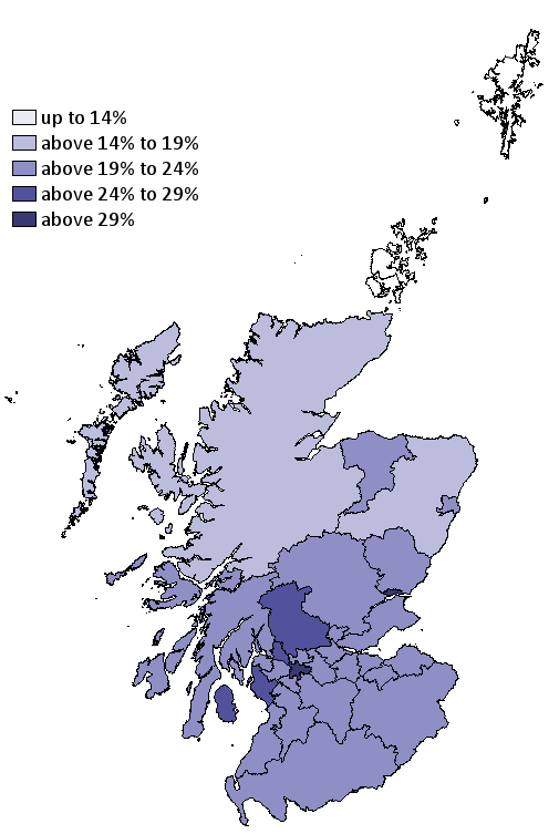 Figure 8: Inactivity Rate 2017 16-64 year olds (per cent)