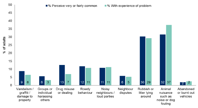 Figure 4.3: Perceptions and experience of neighbourhood problems