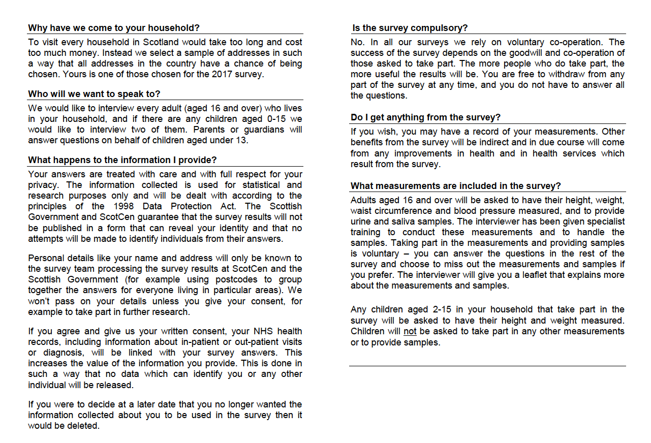 Information Leaflet for Adults (Version B sample &ndash; biological module)