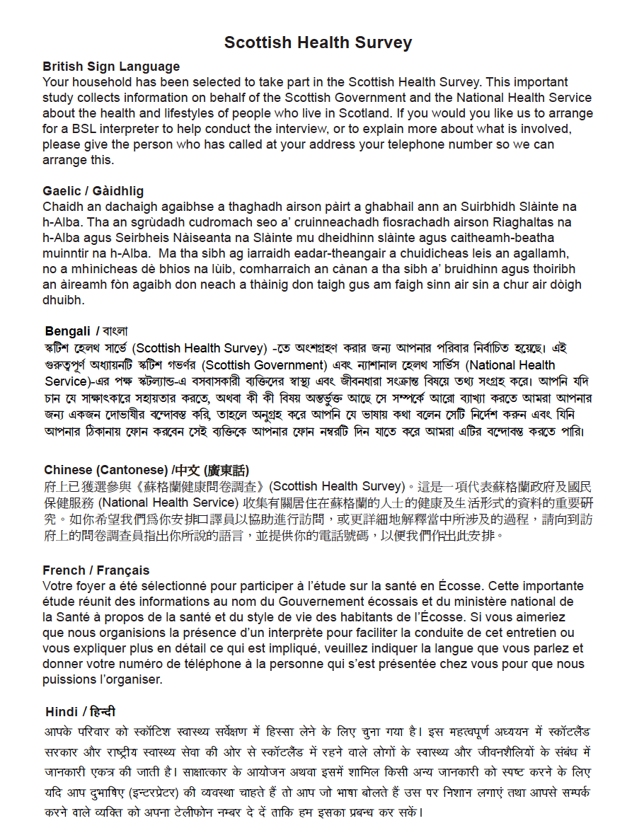Language translations card