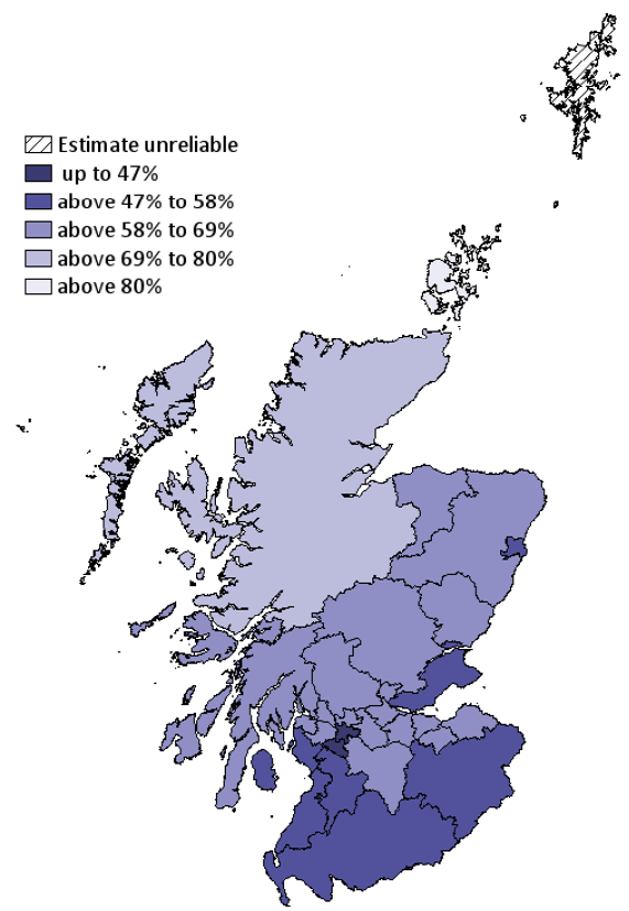Figure 4: Employment Rate 2018 16-24 year olds (per cent)