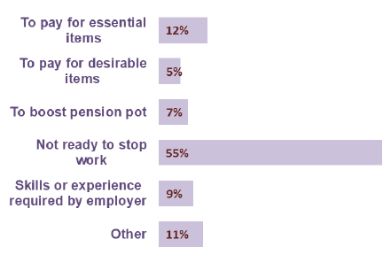 Chart 16: Reasons for working for those aged 65 years and over in Employment, 2018