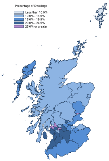 Figure 3: Proportion of chargeable dwellings in receipt of CTR by local authority, March 2019