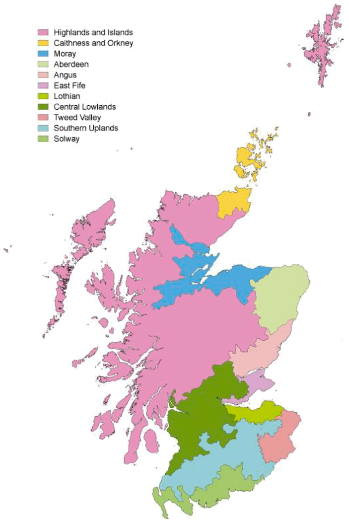 Figure 41 Land use regions of Scotland(13)