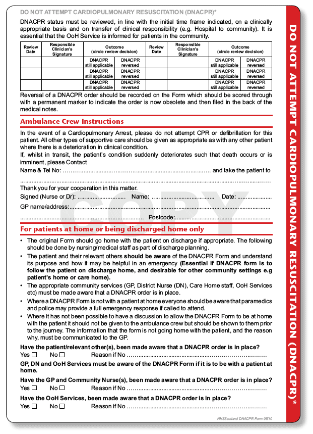 The DNACPR Form