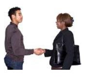 Man and woman shaking hands