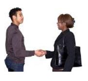 Man and woman shaking hands