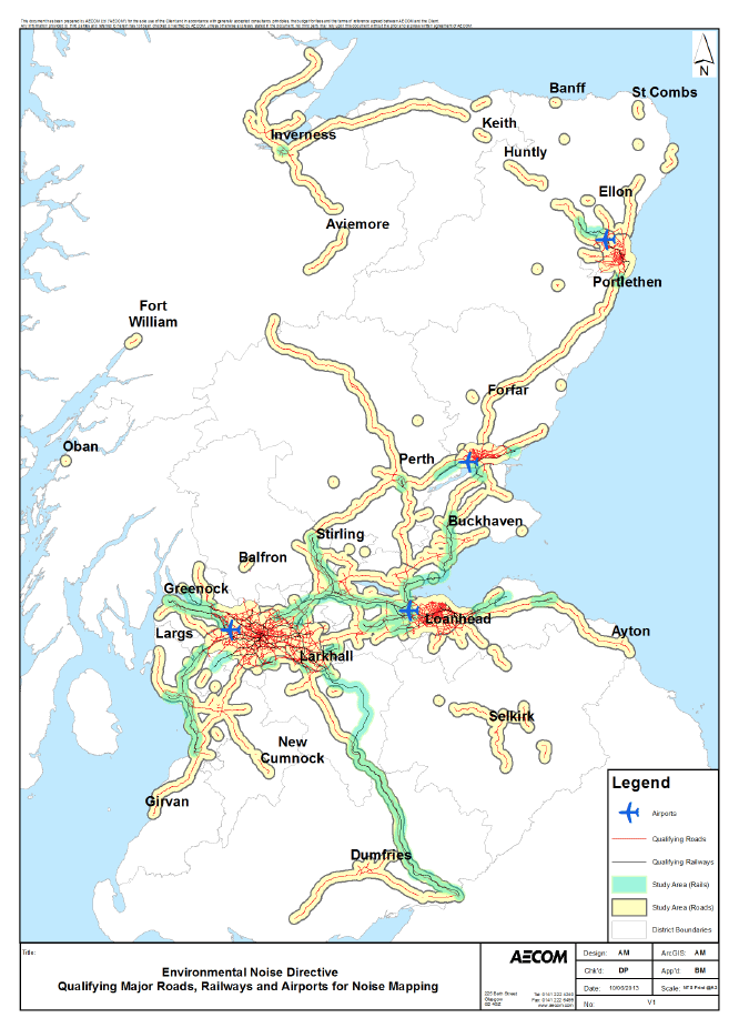 Appendix 1 - Round 2 Noise Mapping locations along with comparison of Major Road and Rail CNMA locations for END Round 1 and Round 2