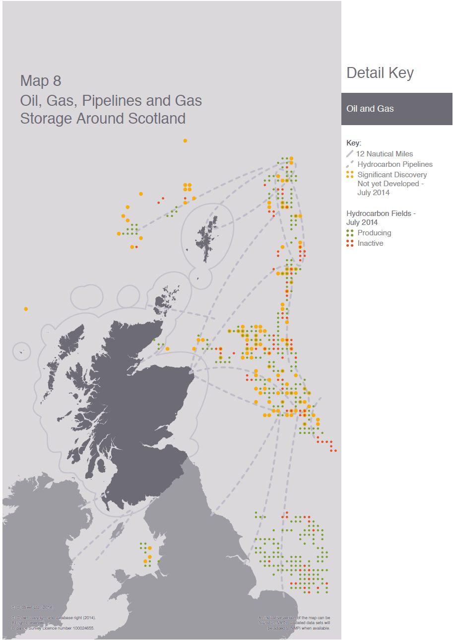 Map 8 Oil, Gas, Pipelines and Gas Storage Around Scotland Map 8 Oil, Gas, Pipelines and Gas Storage Around Scotland