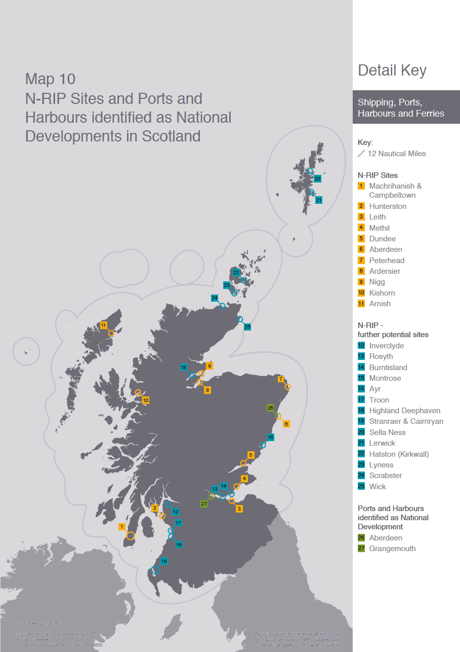 Map 10 N-RIP Sites and Ports and Harbours identified as National Developments in Scotland Map 10 N-RIP Sites and Ports and Harbours identified as National Developments in Scotland