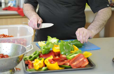 Chef preparing vegetables