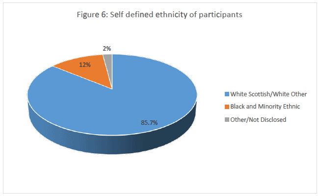 Figure 6: Self defined ethnicity of participants Figure 6: Self defined ethnicity of participants