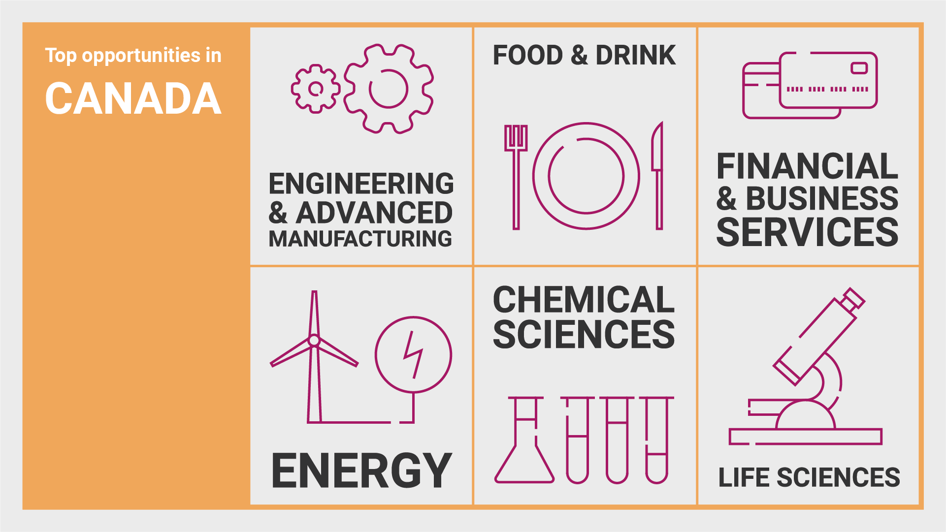 Infographic showing top opportunities in Canada