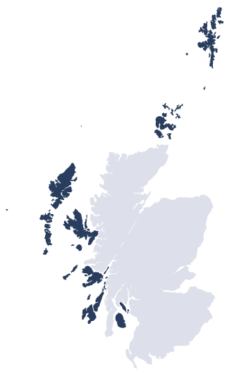 Map showing islands around Scotland