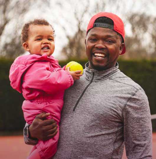 Photo of Njabulo, Tennis coach and father of Ariana, Pictured in Craiglockhart, Edinburgh, Born in Swaziland Photo of Njabulo, Tennis coach and father of Ariana, Pictured in Craiglockhart, Edinburgh, Born in Swaziland