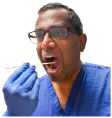 Person taking a saliva sample