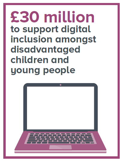 £30 million to support digital inclusion amongst disadvantaged children and young people