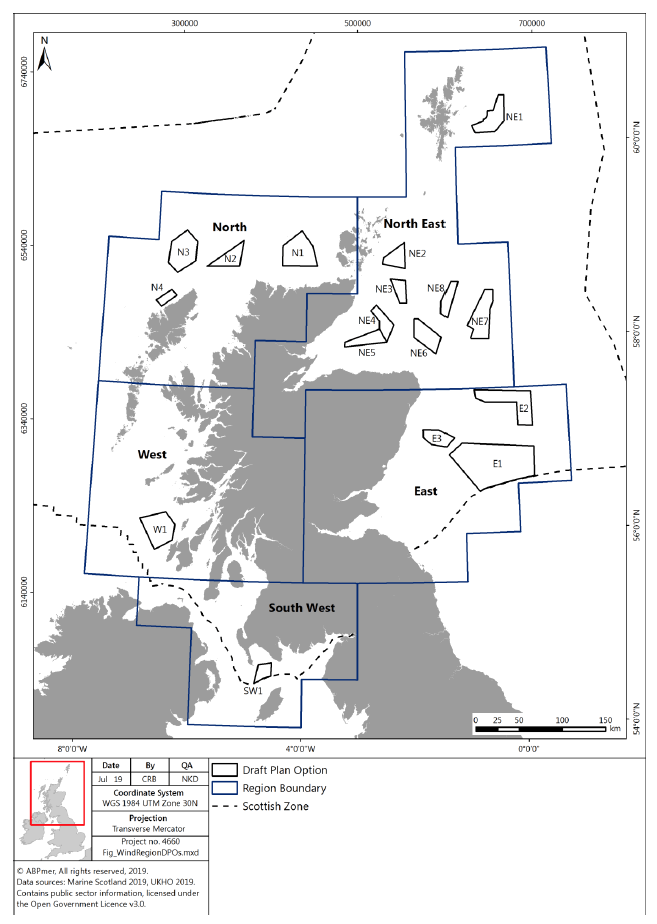 Map of Scotland and the now superseded 17 Draft Pan Options