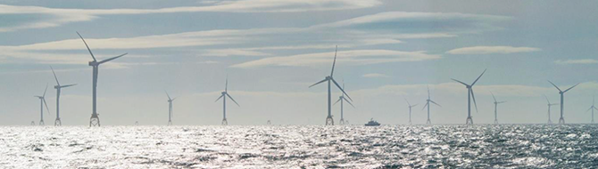 Beatrice offshore windfarm with operational turbines.