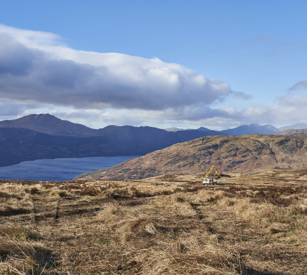 Loch Katrine with peatland restoration underway.