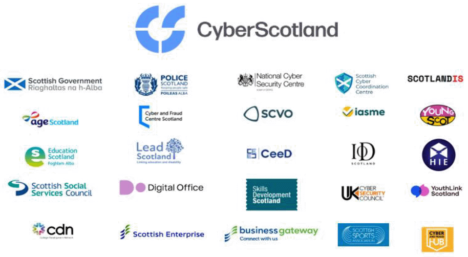 Logos for all the Cyber Scotland Partnership organisations