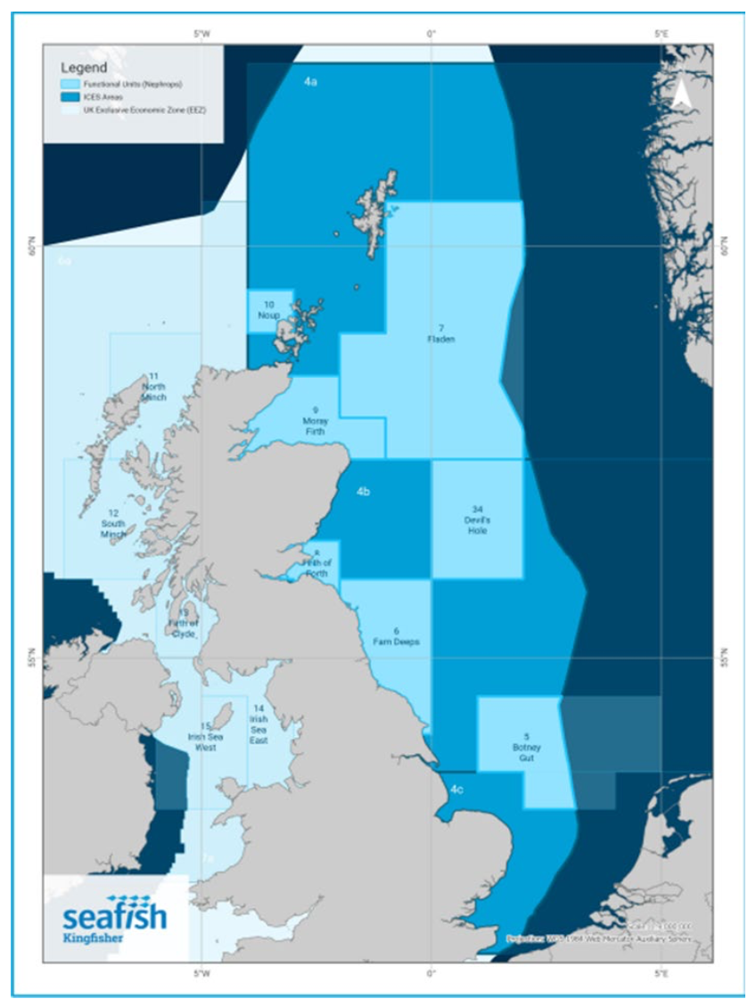 Figure 1. Map showing functional units in the North Sea, ICES Subarea 4, that are included within the scope of this FMP.