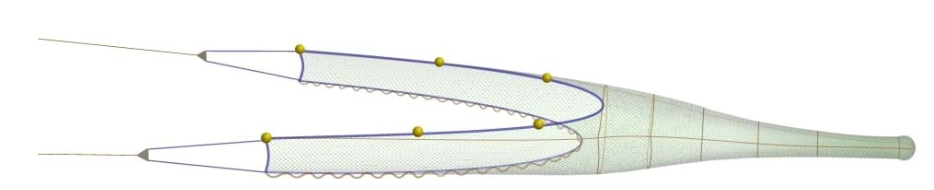 Figure 2. A single prawn trawl. In this instance the trawl is ‘coverless’ meaning the headline is inline or behind the footrope. This allows non-target fish to pass up and over the trawl.(Seafish, 2023).