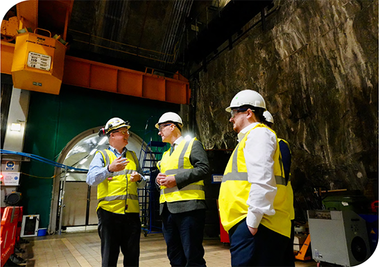 First Minister John Swinney is given a tour of underground hydro power station, Cruachan  