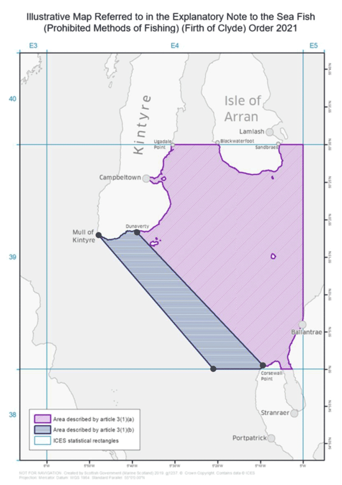 losure of the Firth of Clyde as set out in the Explanatory Note to the Sea Fish (Prohibited Methods of Fishing) (Firth of Clyde) Order 2021. The closure is split into two sections – the larger area described in article 3(1)(a) and the smaller area described in article 3(1)(b)